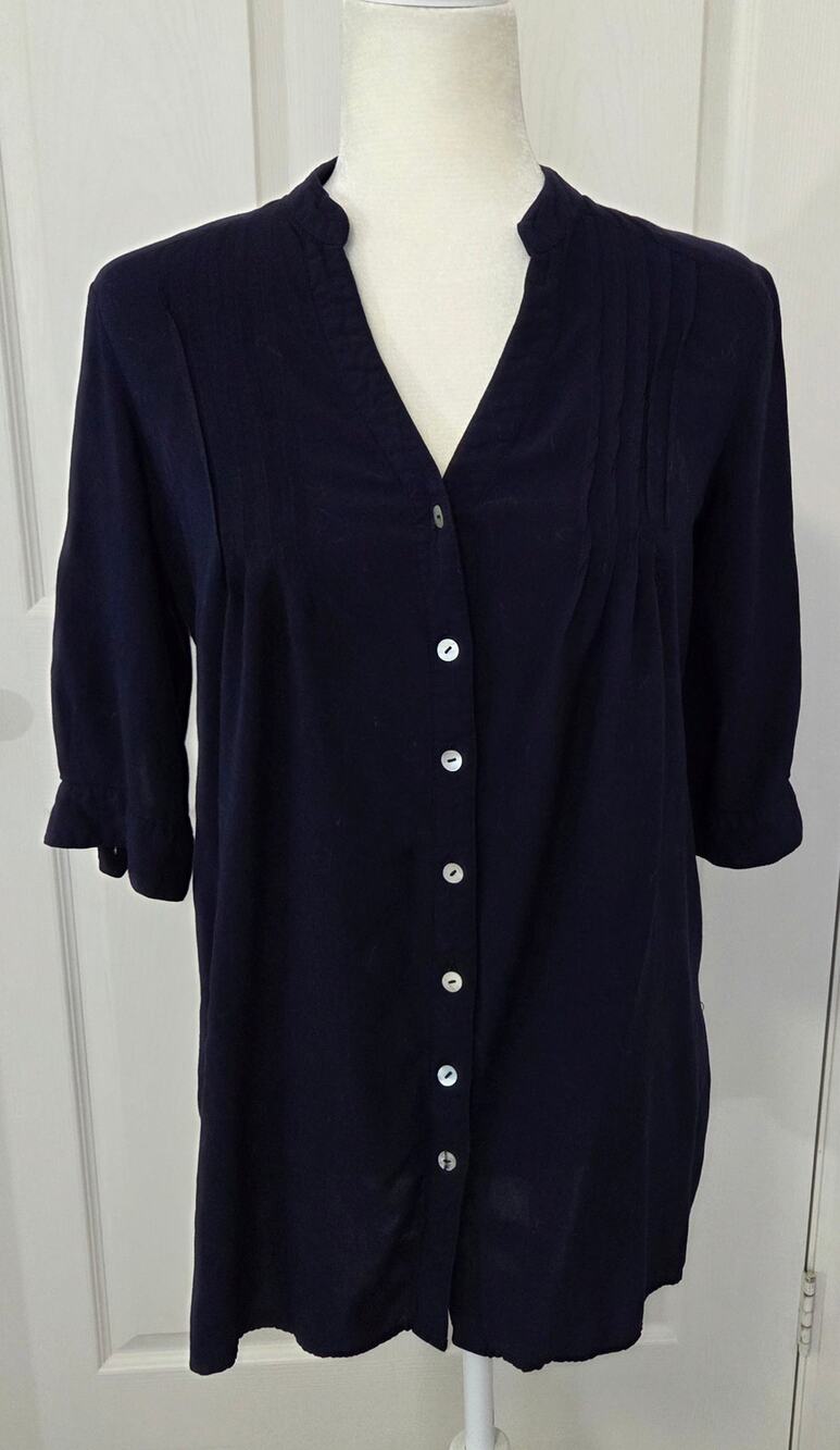 Forever 21 Soft Navy Blue Button Up Shirt Dress Size Small